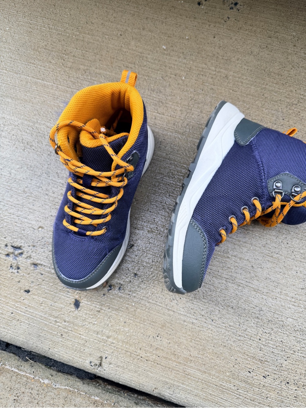 Navy and Orange High-Top winter Sneakers Boots